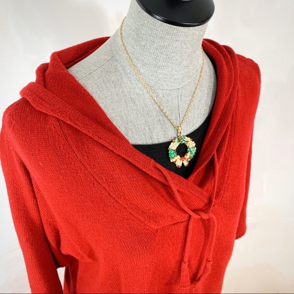 J. Jill Oversized Red Cotton Blend Hoodie Medium